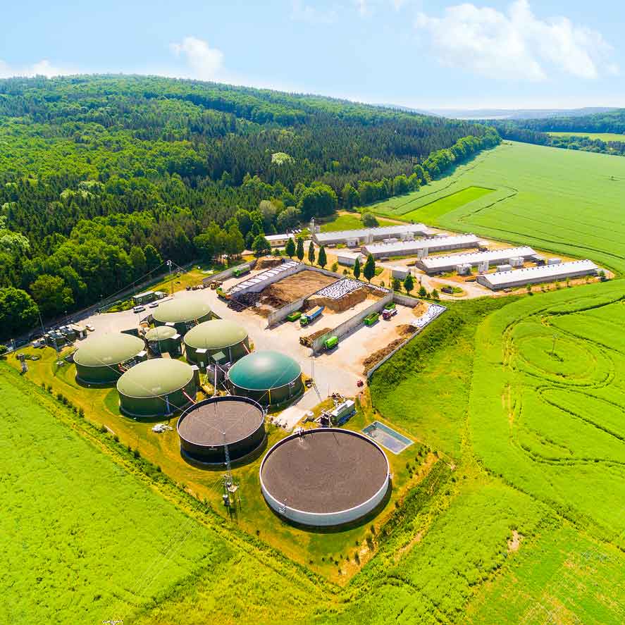 Biogas plant in field