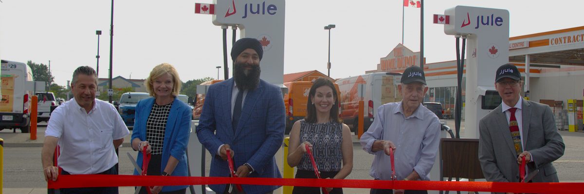 Project partners join a ribbon-cutting ceremony at Longo's, Milton.