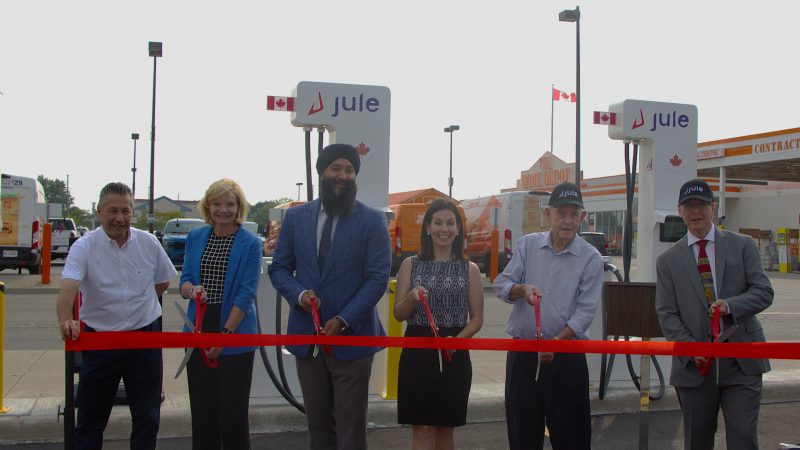Project partners join a ribbon-cutting ceremony at Longo's, Milton.